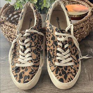 Madewell Tan and Black Leopard Sneakers